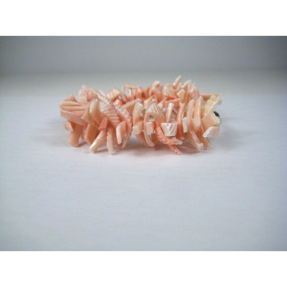 Pink Shell Bracelet Vintage Chunky Beaded Summer Ocean Sea Beach Bangle - Picture 3 of 9